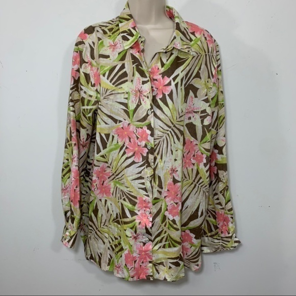 NWT J. Jill Love Linen Large Blouse Floral Print